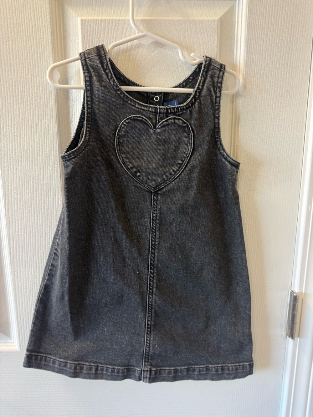 GAP Black Washed Denim Heart Pinafore Dress